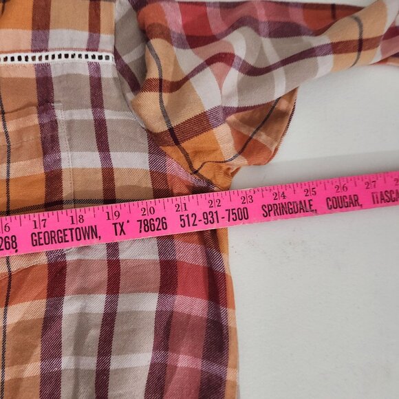 Shyanne Womens Plaid Button-Down Shirt Orange Red Large - Picture 9 of 14